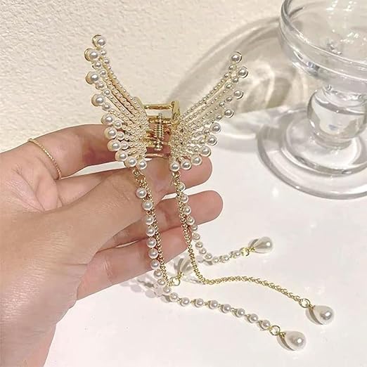 Golden Large Rhinestone butterfly Hair Accessories Beauty NX