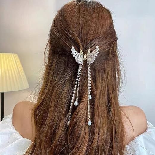 Golden Large Rhinestone butterfly Hair Accessories Beauty NX