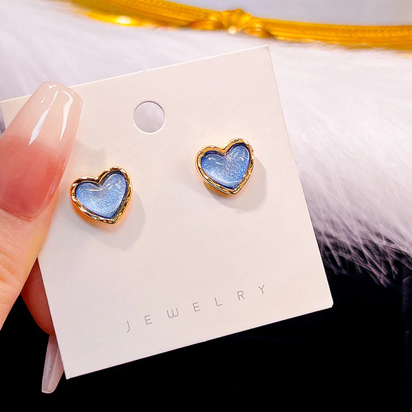 Mini Heart Enamelled Studs Boho Bloom