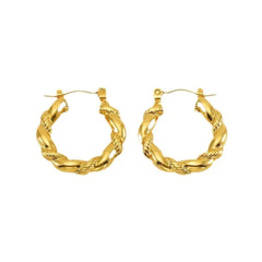 Anti tarnish twist Huggie Hoops earrings Boho Bloom