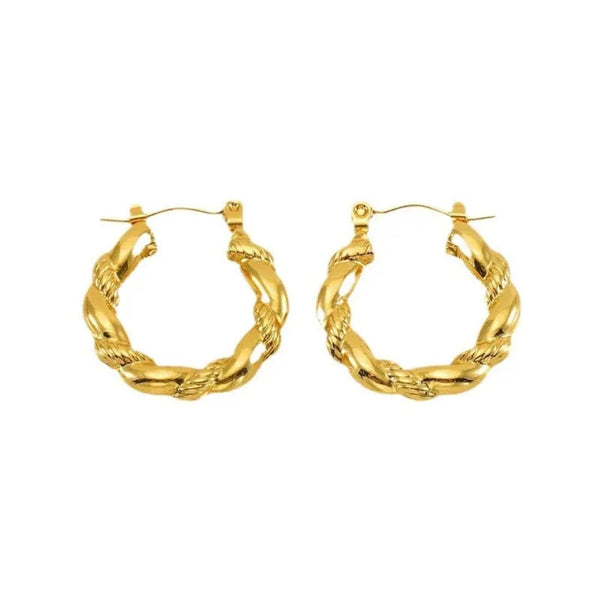 Anti tarnish twist Huggie Hoops earrings Boho Bloom