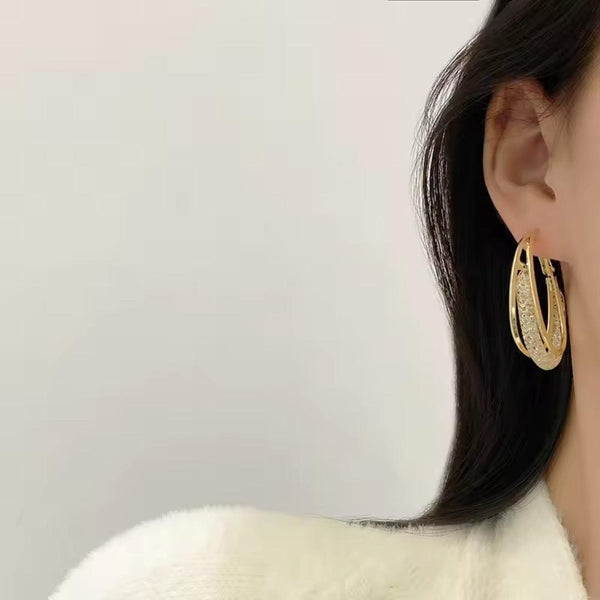 Elegant Gold Textured Hoop Earrings Boho Bloom