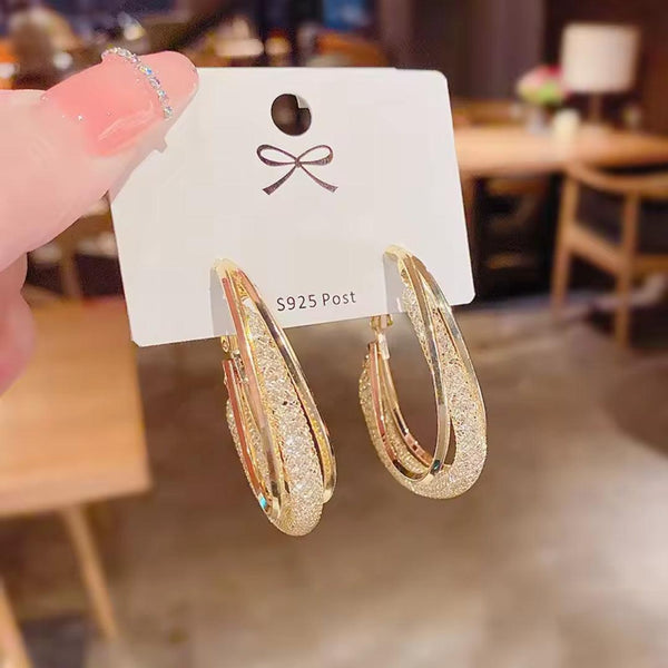 Elegant Gold Textured Hoop Earrings Boho Bloom