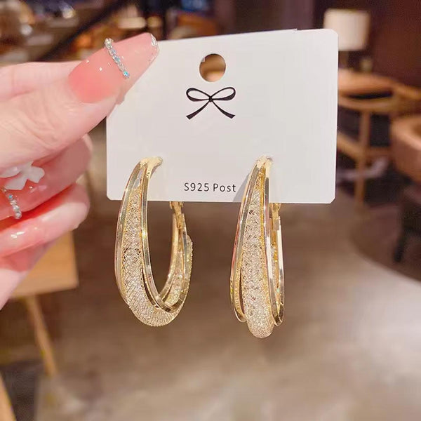 Elegant Gold Textured Hoop Earrings Boho Bloom