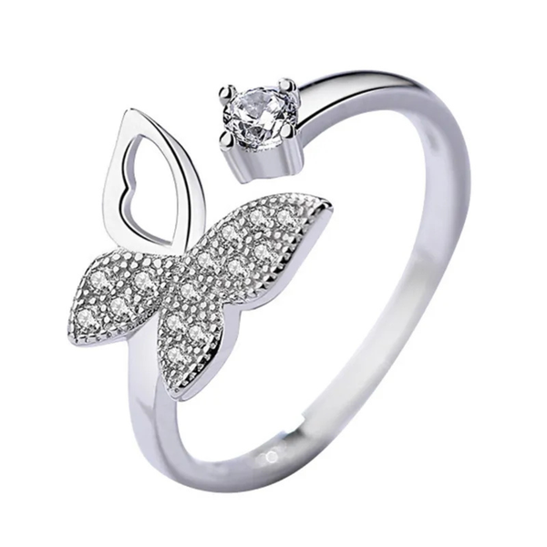 Love silver butterfly ring Boho Bloom