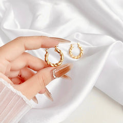 Anti tarnish twist Huggie Hoops earrings Boho Bloom