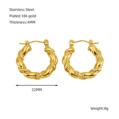 Anti tarnish twist Huggie Hoops earrings Boho Bloom