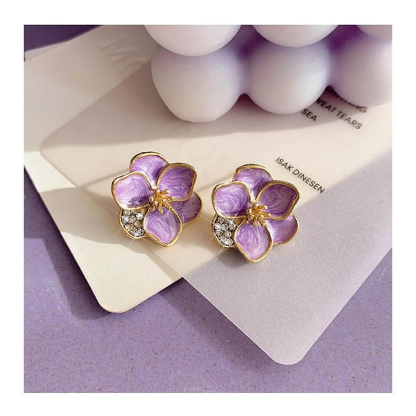 Beautiful Purple Flower Stud Earring Boho Bloom