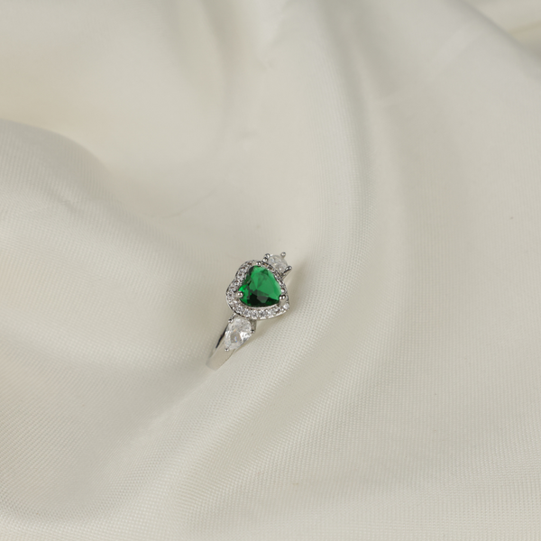 Green Heart American Diamond Ring Boho Bloom