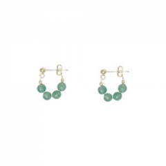 Gold Plated Green Beaded Hoop Earring Boho Bloom