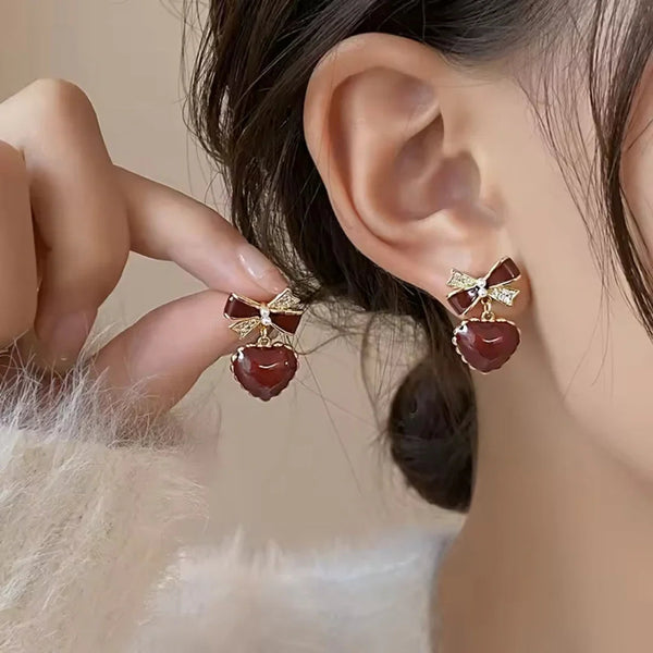 Heart Bow Earring Boho Bloom