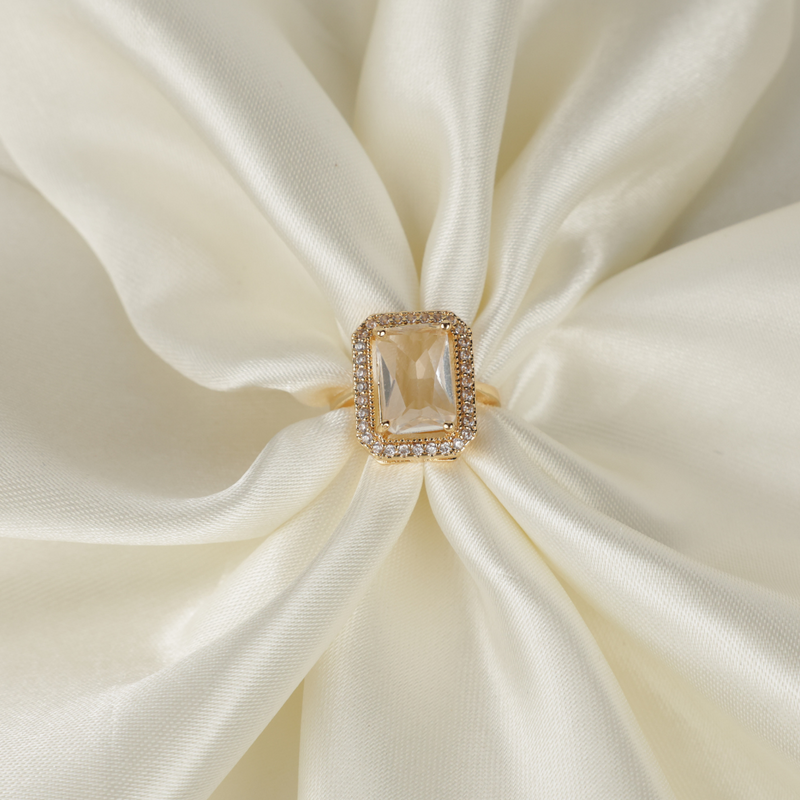 Beautiful Yellow Gold Stone Ring Boho Bloom