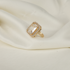 Beautiful Yellow Gold Stone Ring Boho Bloom