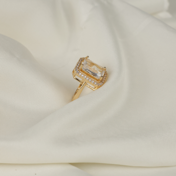 Beautiful Yellow Gold Stone Ring Boho Bloom