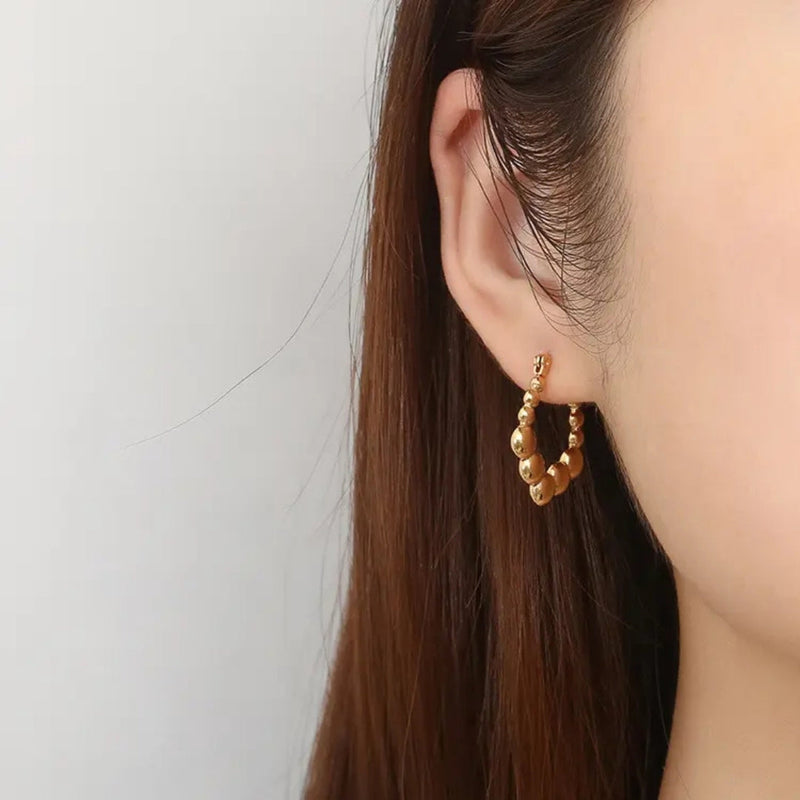 Anti tarnish small beads ball hoop earrings Boho Bloom