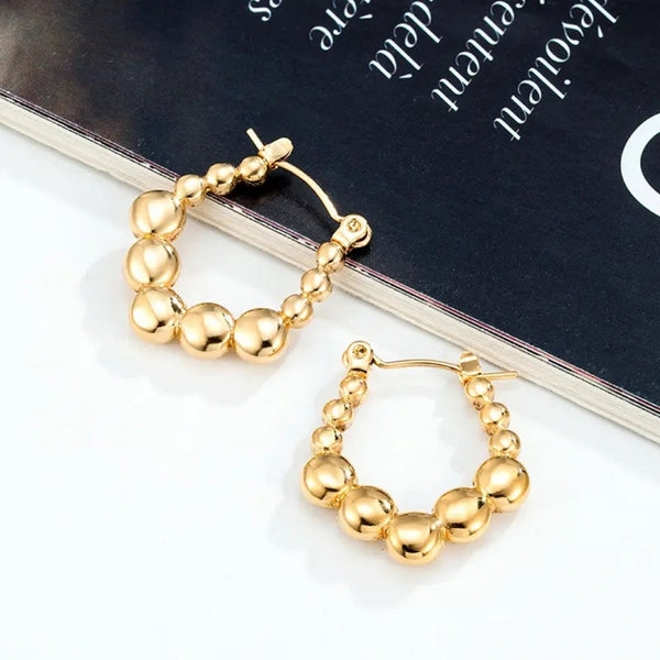Anti tarnish small beads ball hoop earrings Boho Bloom