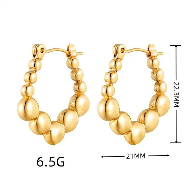 Anti tarnish small beads ball hoop earrings Boho Bloom