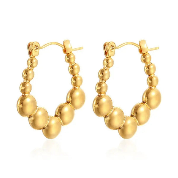 Anti tarnish small beads ball hoop earrings Boho Bloom