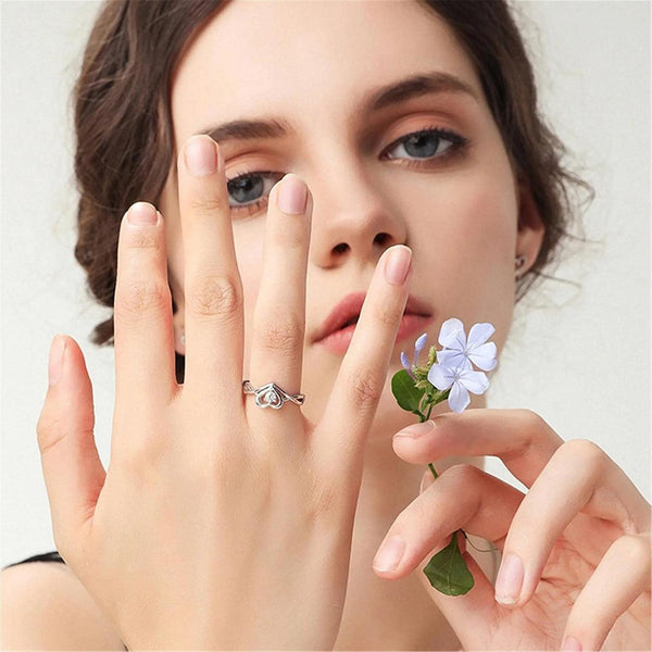 Heart-Design Ring with Gemstone Boho Bloom