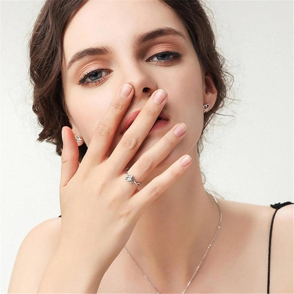 Heart-Design Ring with Gemstone Boho Bloom