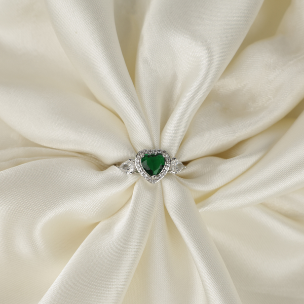 Green Heart American Diamond Ring Boho Bloom