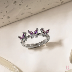 Purple Rounded Crowned Ring Boho Bloom