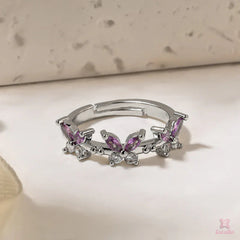 Purple Rounded Crowned Ring Boho Bloom