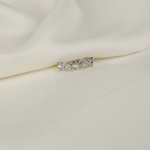 Cute hearts Rhinestone adjustable ring Boho Bloom