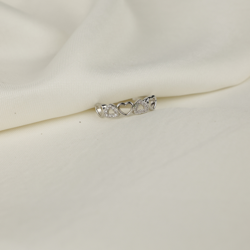 Cute hearts Rhinestone adjustable ring Boho Bloom