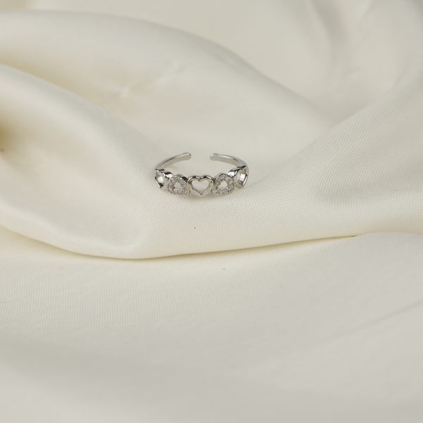 Cute hearts Rhinestone adjustable ring Boho Bloom