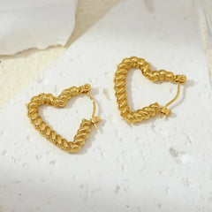 Anti tarnish Geometric Heart shape earrings Boho Bloom