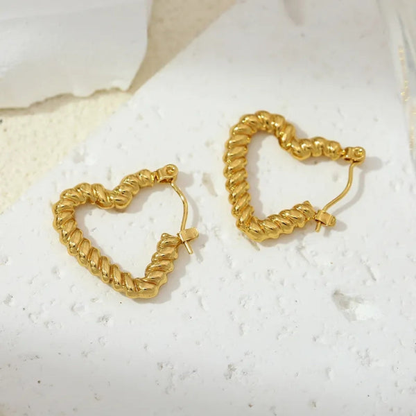 Anti tarnish Geometric Heart shape earrings Boho Bloom