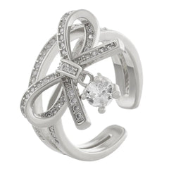 Bow-Design Ring with Gemstones Boho Bloom