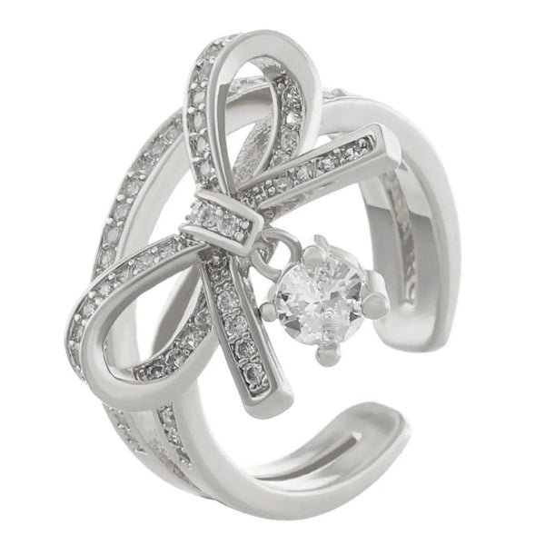 Bow-Design Ring with Gemstones Boho Bloom