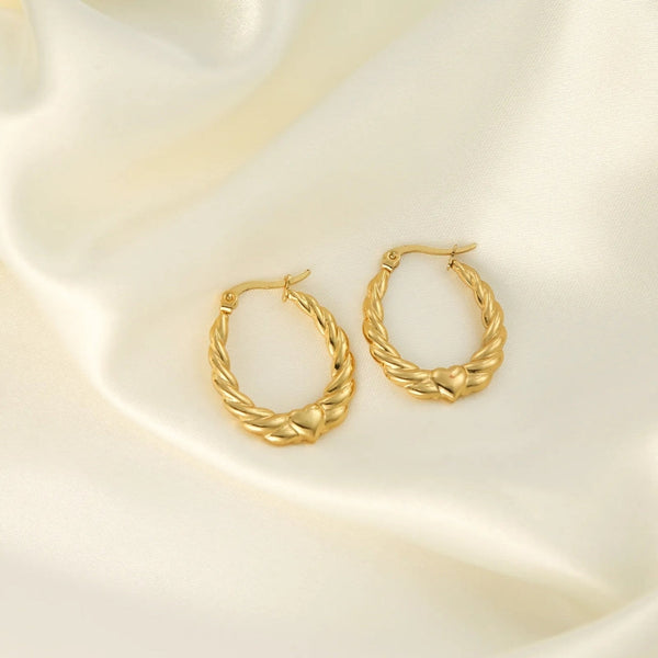 Anti tarnish heart hoop earrings Boho Bloom