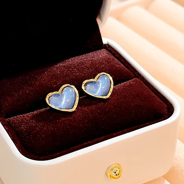 Mini Heart Enamelled Studs Boho Bloom