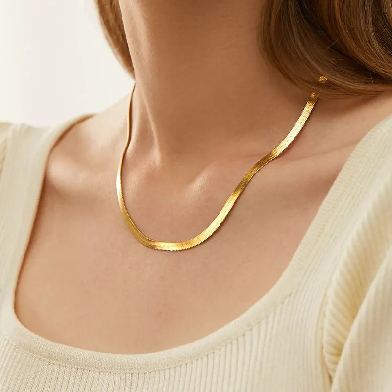 Stainless Steel Snake Bone Chain Boho Bloom