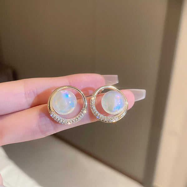 Gold Plated Cubic Zirconia & Pearl Studded Fancy Round Boho Bloom