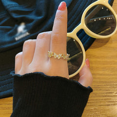 Rose Gold Plated Multi Butterfly Crystal Ring Boho Bloom
