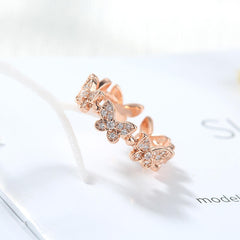Rose Gold Plated Multi Butterfly Crystal Ring Boho Bloom