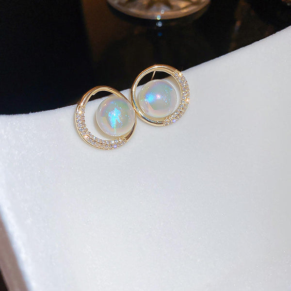 Gold Plated Cubic Zirconia & Pearl Studded Fancy Round Boho Bloom