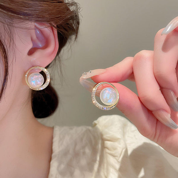 Gold Plated Cubic Zirconia & Pearl Studded Fancy Round Boho Bloom