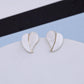 White Enamel Heart Stud Earrings Boho Bloom
