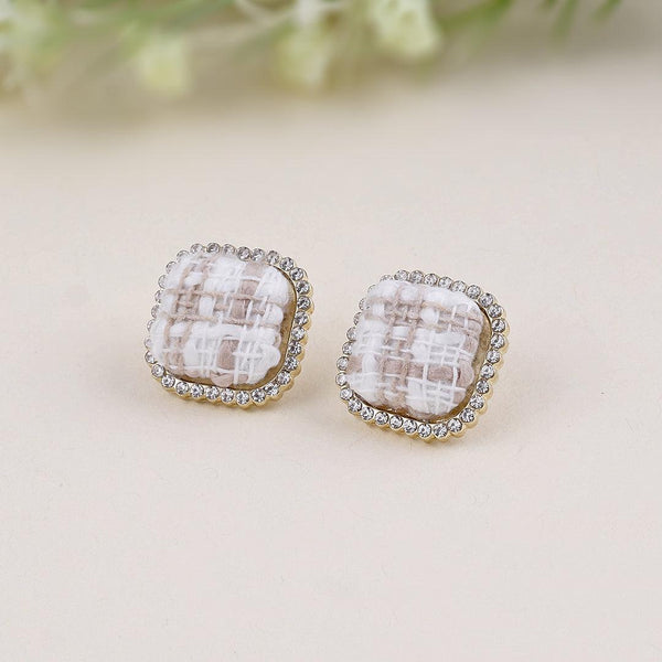 Fabric Textured Stud Earrings Boho Bloom