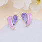 White Enamel Heart Stud Earrings Boho Bloom