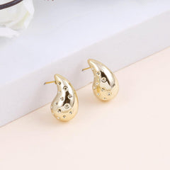 Gold Teardrop Stud Earrings Boho Bloom