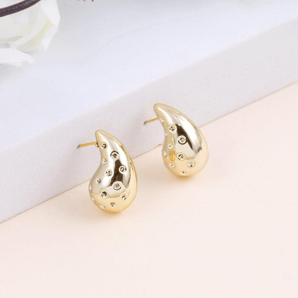 Gold Teardrop Stud Earrings Boho Bloom
