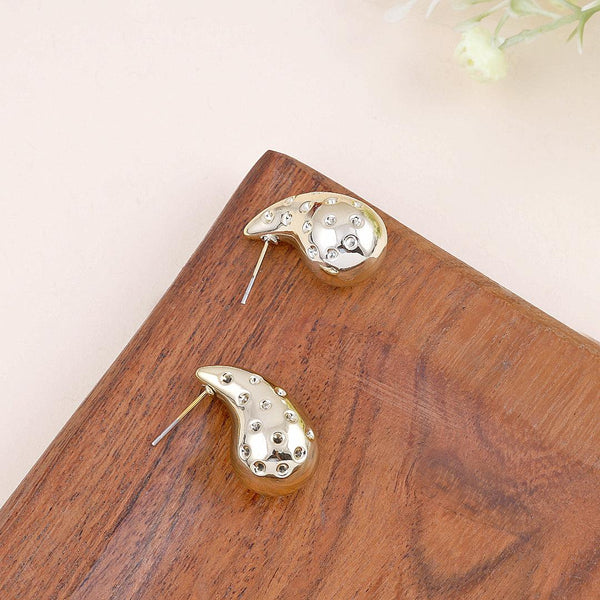 Gold Teardrop Stud Earrings Boho Bloom