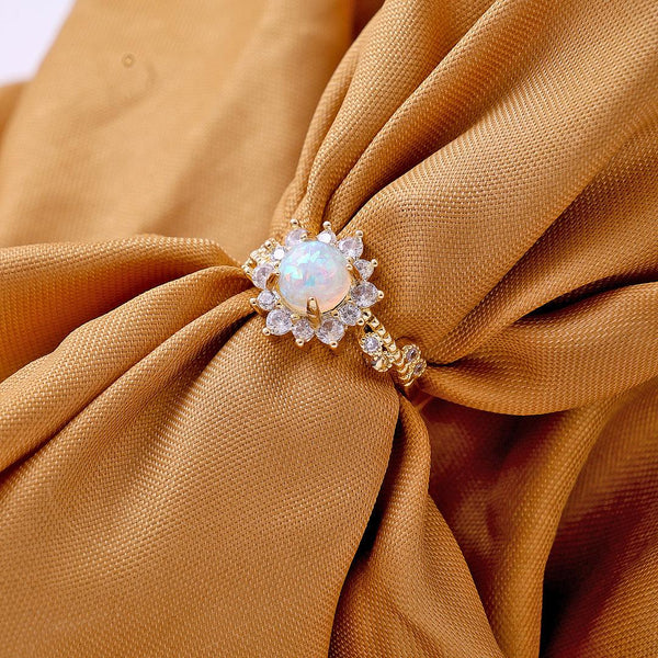 Opal Gemstone White Fire Opal Ring Beauty NX