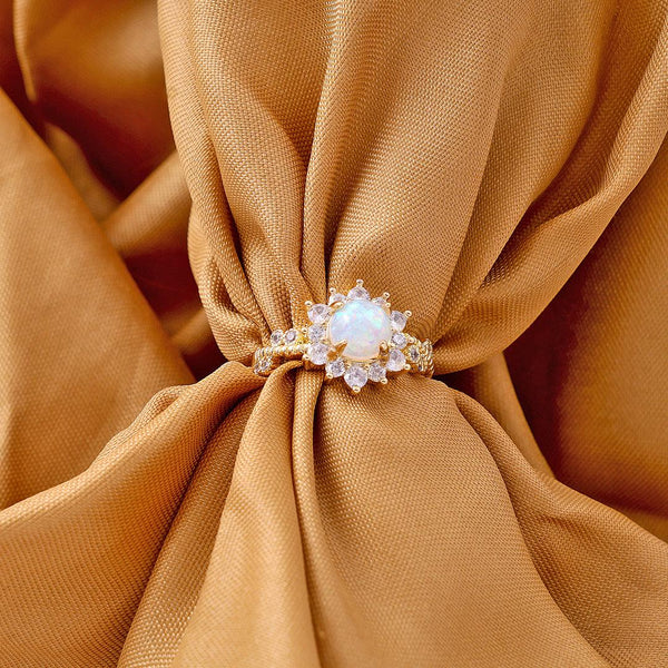 Opal Gemstone White Fire Opal Ring Beauty NX